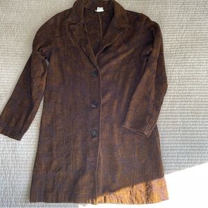 Cotton Rayon Long Embossed Floral Cocoa Festival Jacket Duster | Made in USA